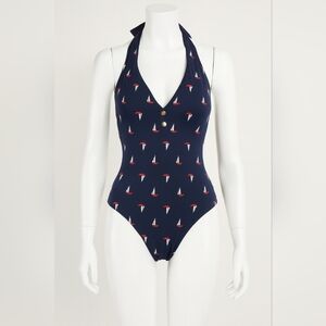 Rare Core Navy Halter Maillot Tommy Hilfiger Swimsuit